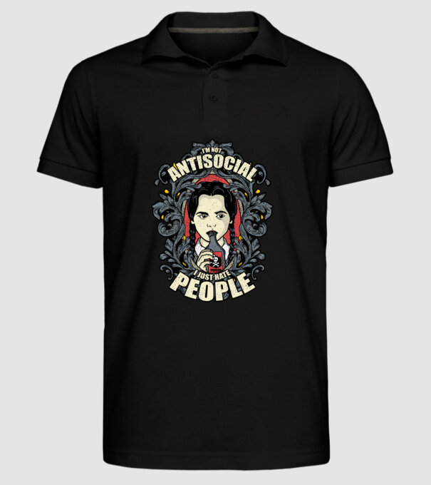 WEDNESDAY - Just hate people model negru pe tricou
