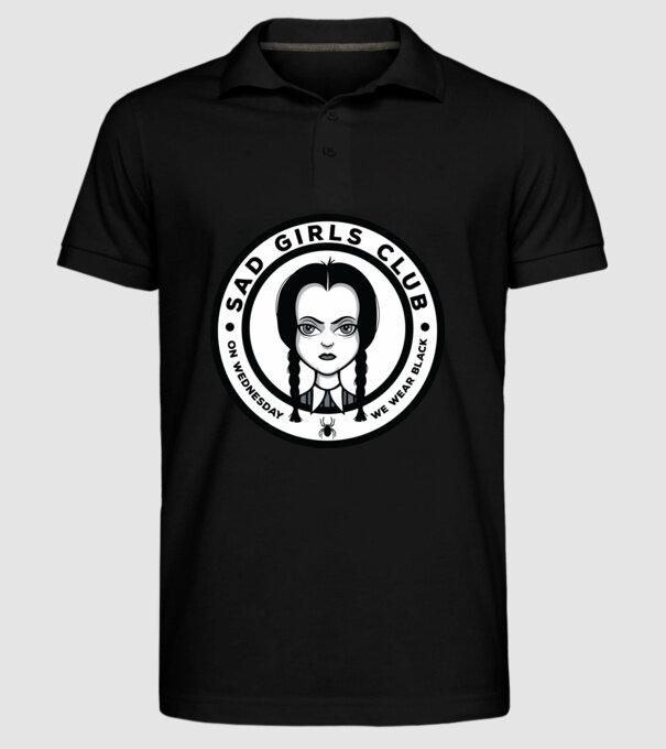WEDNESDAY Sad Girls Club model negru pe tricou