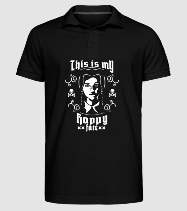 WEDNESDAY This is my happy face model negru pe tricou