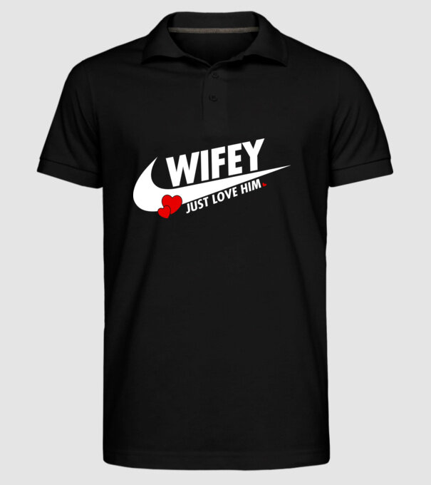 Wifey Just love him alb model negru pe tricou