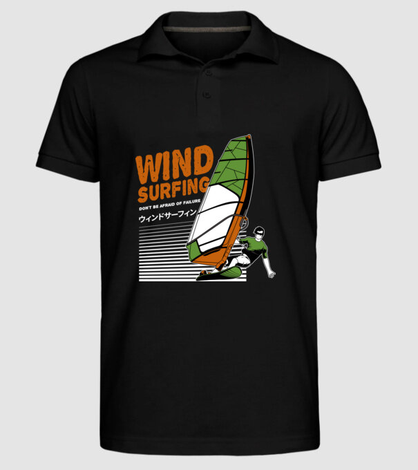 Wind Surf model negru pe tricou