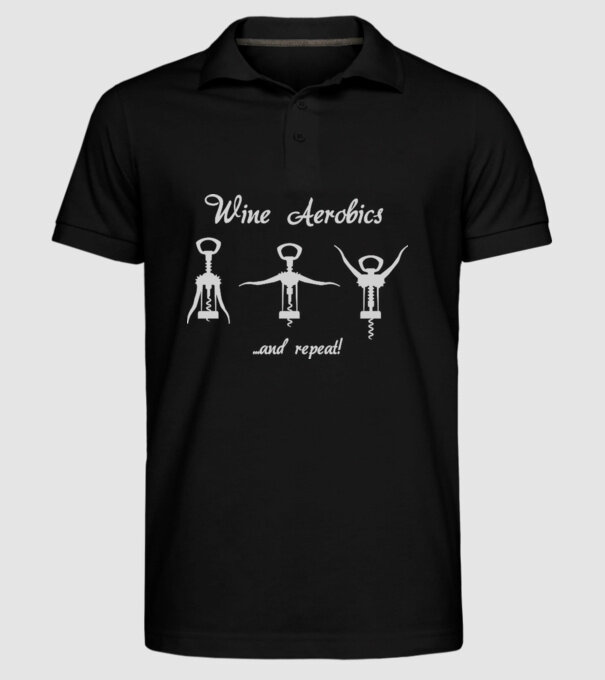 Wine Aerobics model negru pe tricou