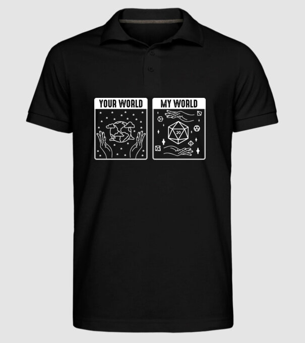 Your World My World model negru pe tricou