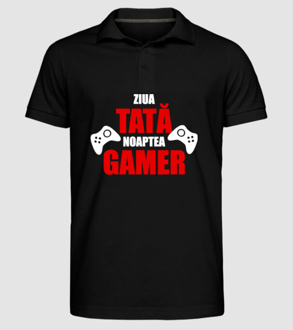 ziua tată noaptea gamer model negru pe tricou