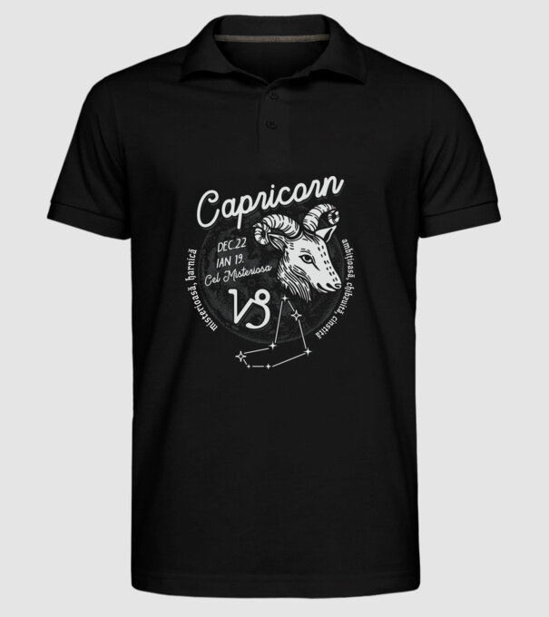Zodiac femeie CAPRICORN retro model negru pe tricou