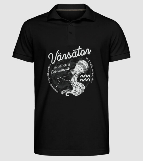 Zodiac femeie VĂRSĂTOR retro model negru pe tricou