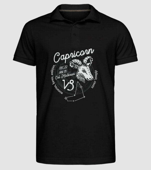 Zodiac bărbat CAPRICORN retro model negru pe tricou