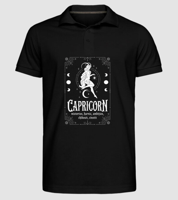 Zodiac bărbat CAPRICORN white model negru pe tricou