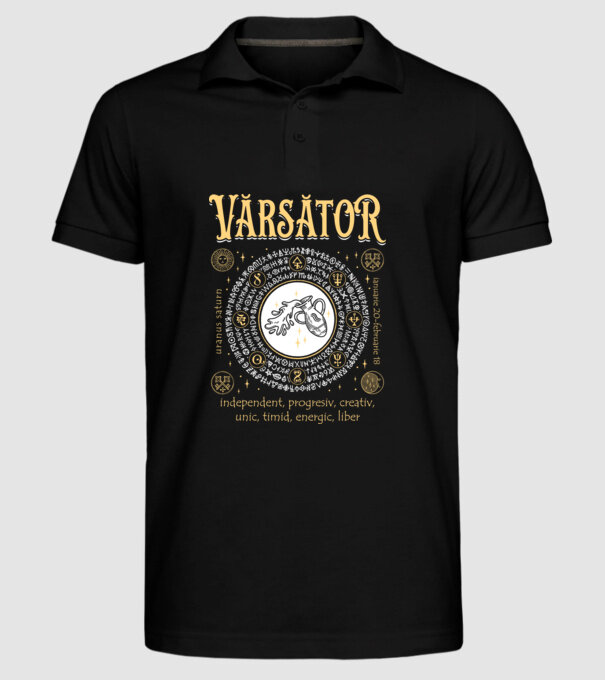 Zodiac bărbat VĂRSĂTOR golden model negru pe tricou