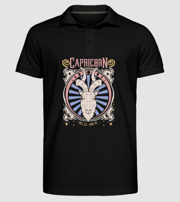 Zodiac Vintage CAPRICORN model negru pe tricou
