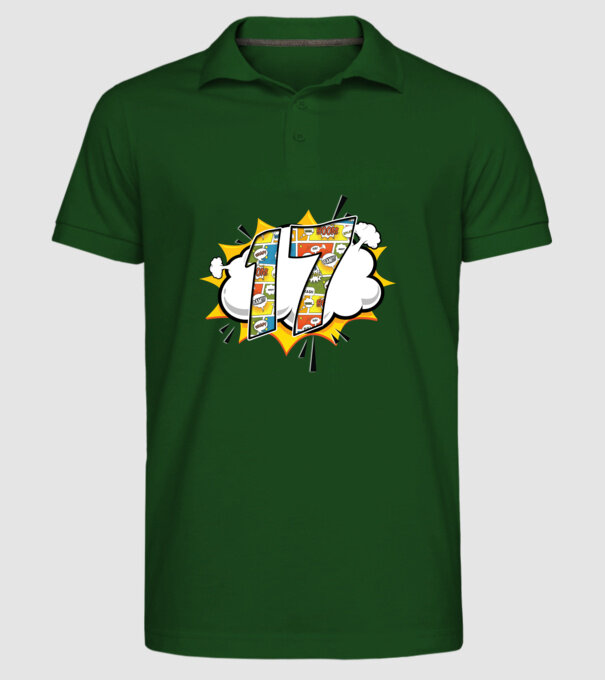 Birthday Comic Number 17 model verde închis pe tricou