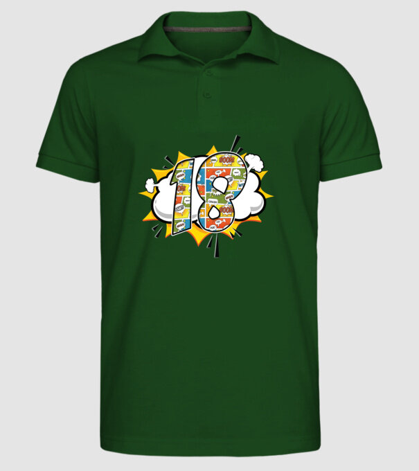Birthday Comic Number 18 model verde închis pe tricou