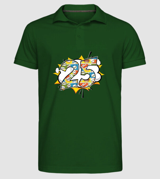 Birthday Comic Number 25 model verde închis pe tricou