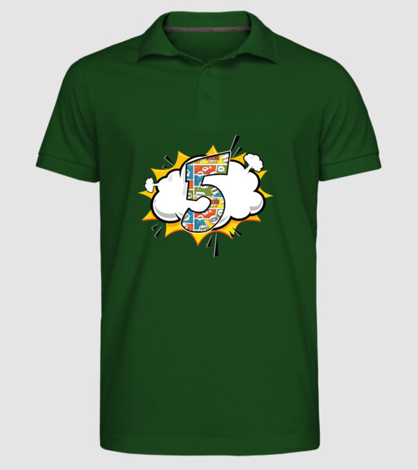 Birthday Comic Number 5 model verde închis pe tricou