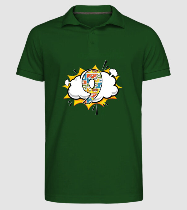 Birthday Comic Number 9 model verde închis pe tricou