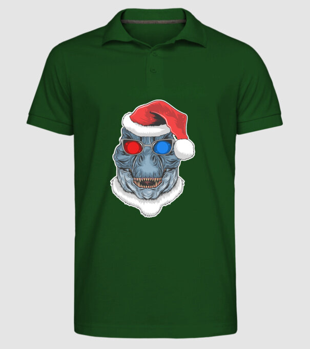 Santasaurus Rex model verde închis pe tricou