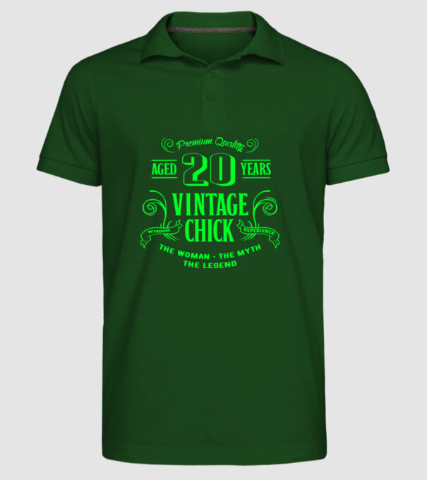 Vintage chick - 20 model verde închis pe tricou