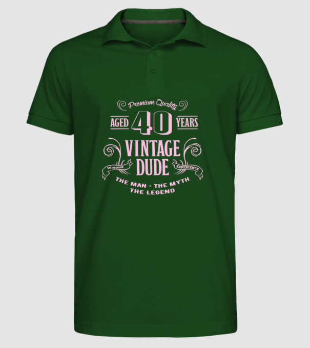 Vintage Dude - 40 model verde închis pe tricou