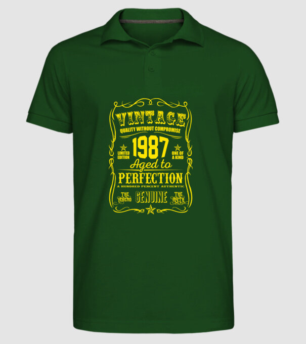 Vintage Perfection - 1987 model verde închis pe tricou
