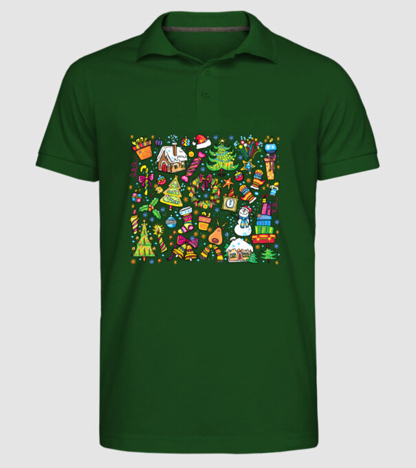 Xmas elements model verde închis pe tricou