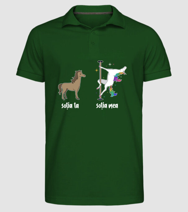 soția ta - soția mea model verde închis pe tricou