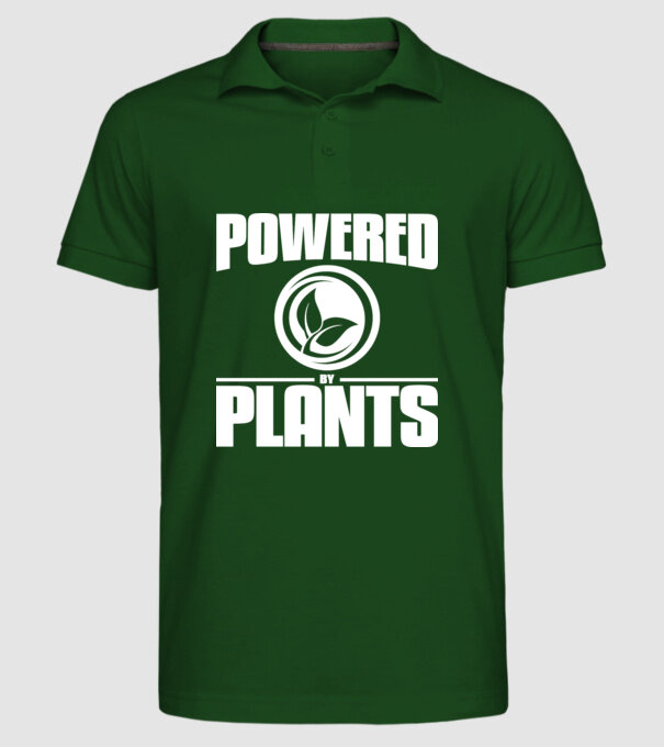 powered_by_plants model verde închis pe tricou