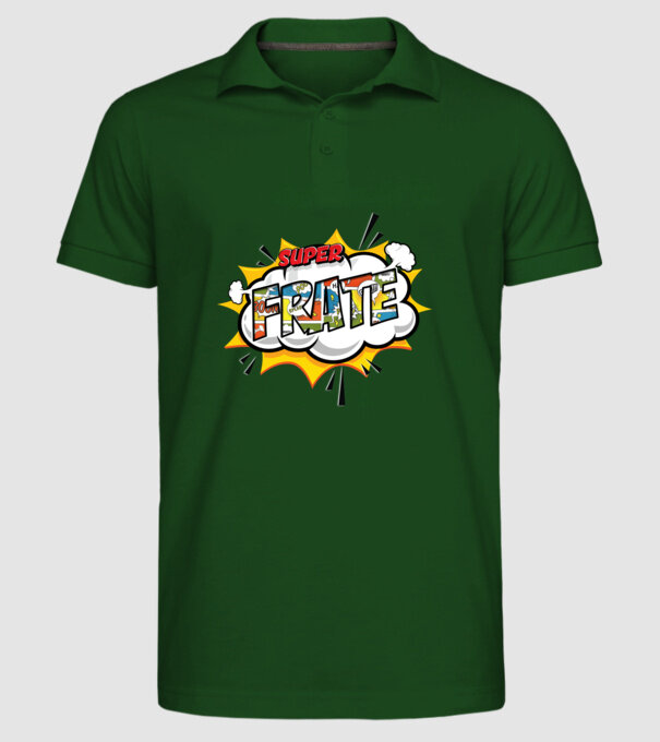 Super Frate model verde închis pe tricou