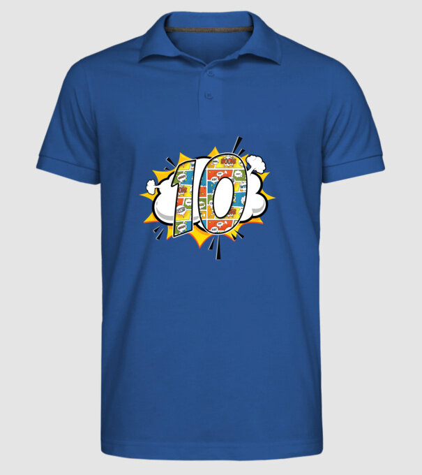 Birthday Comic Number 10 model albastru regal pe tricou