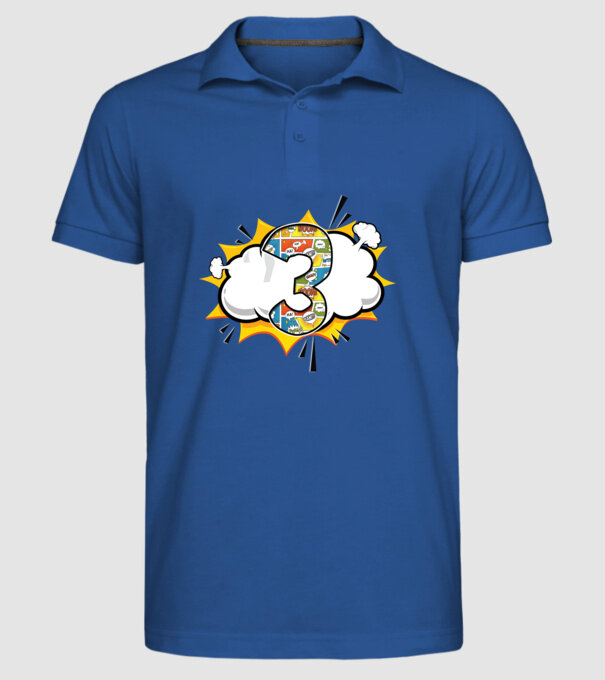 Birthday Comic Number 3 model albastru regal pe tricou