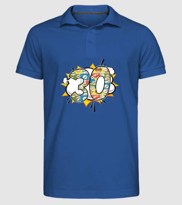 Birthday Comic Number 30 model albastru regal pe tricou