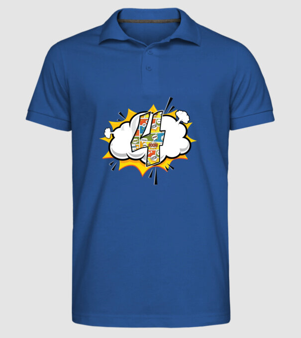 Birthday Comic Number 4 model albastru regal pe tricou