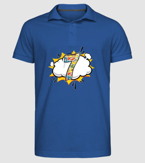 Birthday Comic Number 7 model albastru regal pe tricou