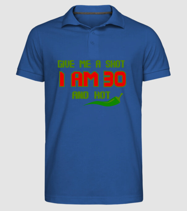 Give me a shot - 30 model albastru regal pe tricou