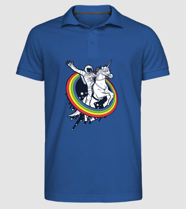 Unicorn Spaceman model albastru regal pe tricou
