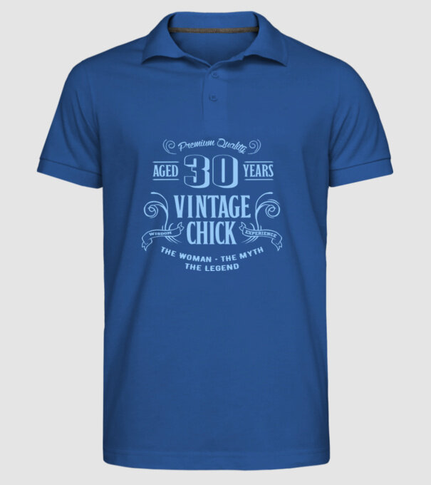 Vintage chick - 30 model albastru regal pe tricou