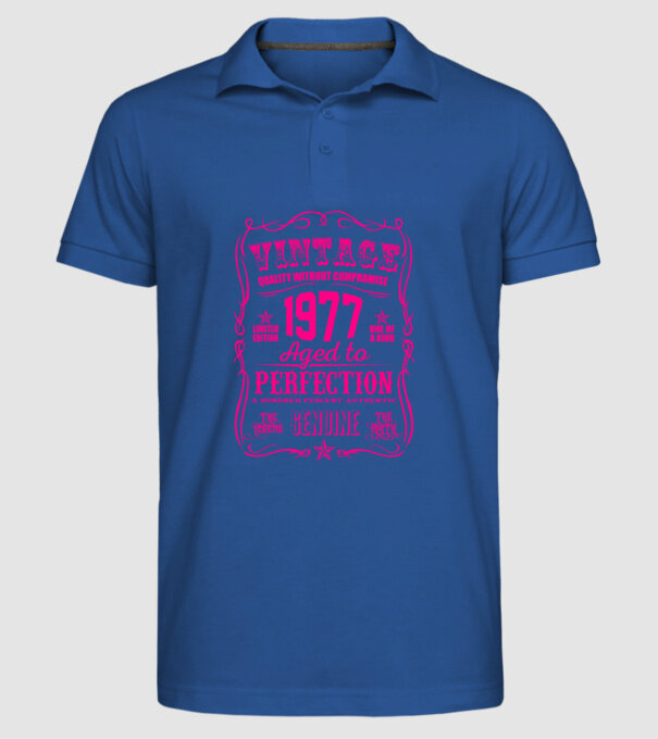 Vintage Perfection - 1977 model albastru regal pe tricou