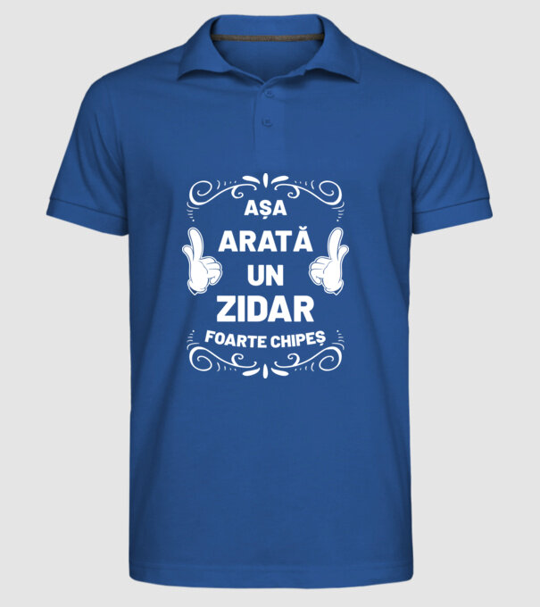 Așa arată un zidar foarte chipeș model albastru regal pe tricou