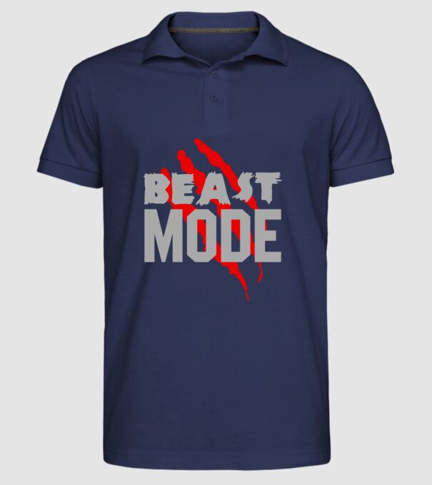 Beast mode model albastru închis pe tricou
