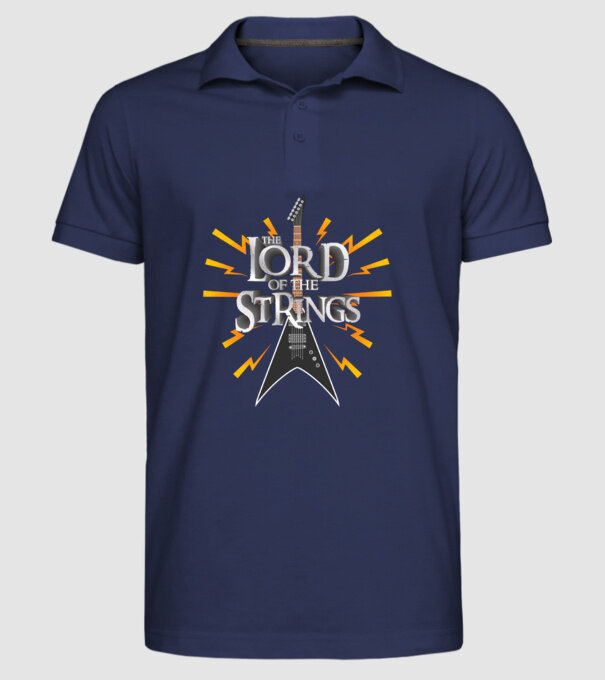 Lord of the Strings model albastru închis pe tricou