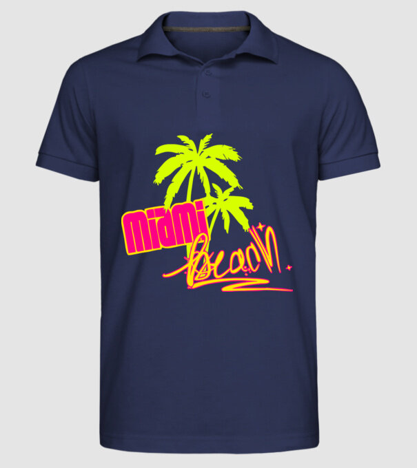 Miami beach model albastru închis pe tricou