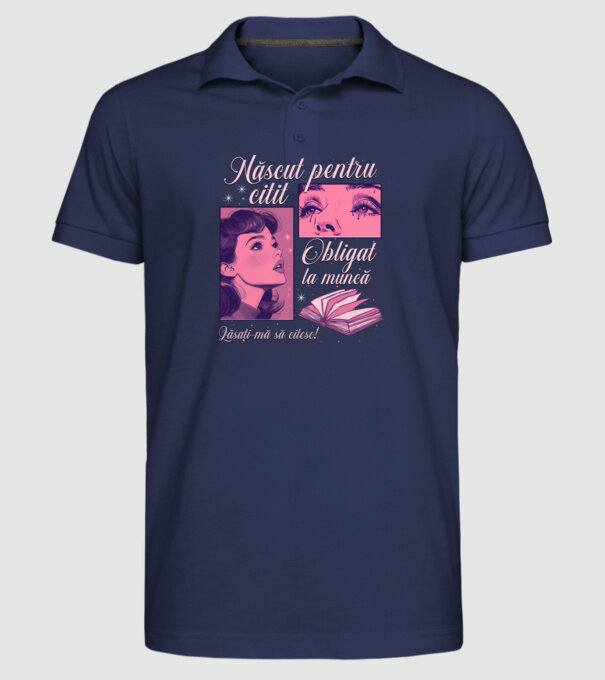 Născut pentru citit obligat la muncă lăsați-mă să citesc model albastru închis pe tricou