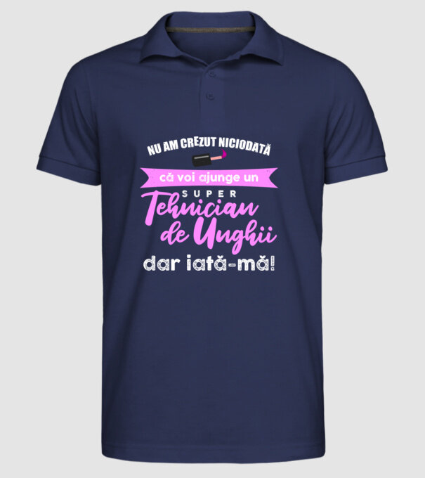 nu am crezut niciodată că voi ajunge un super tehnician de unghii, dar iată-mă D2759966 model albastru închis pe tricou