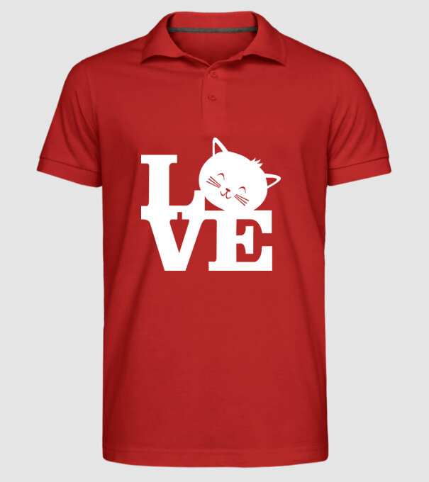 Love Pisică model roșu pe tricou