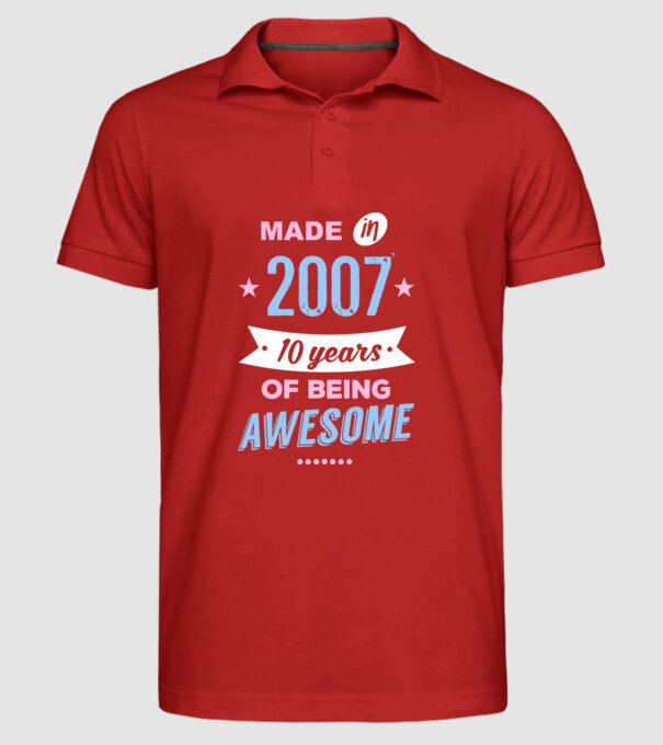 Made in - 2007 model roșu pe tricou