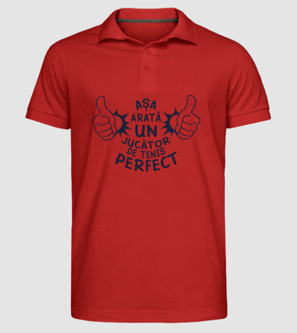 Așa arată un JUCĂTOR DE TENIS perfect model roșu pe tricou