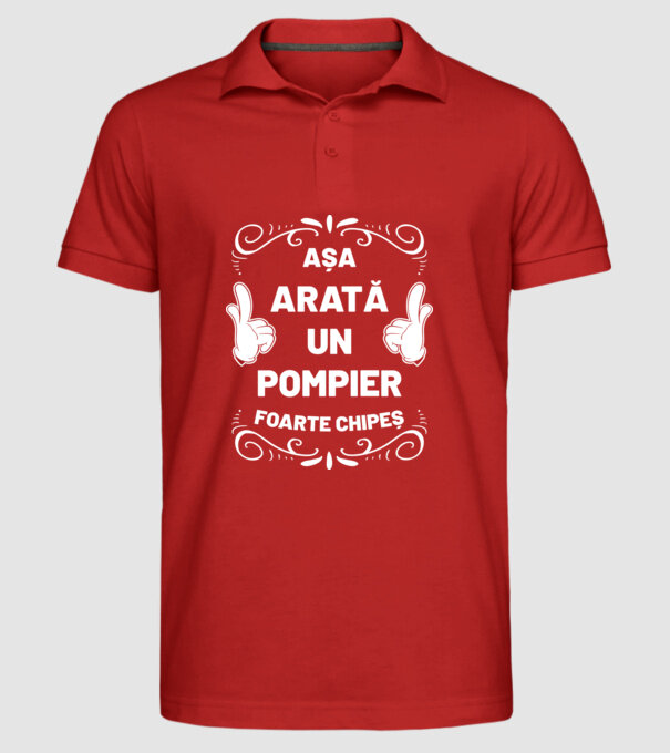 Așa arată un pompier foarte chipeș model roșu pe tricou