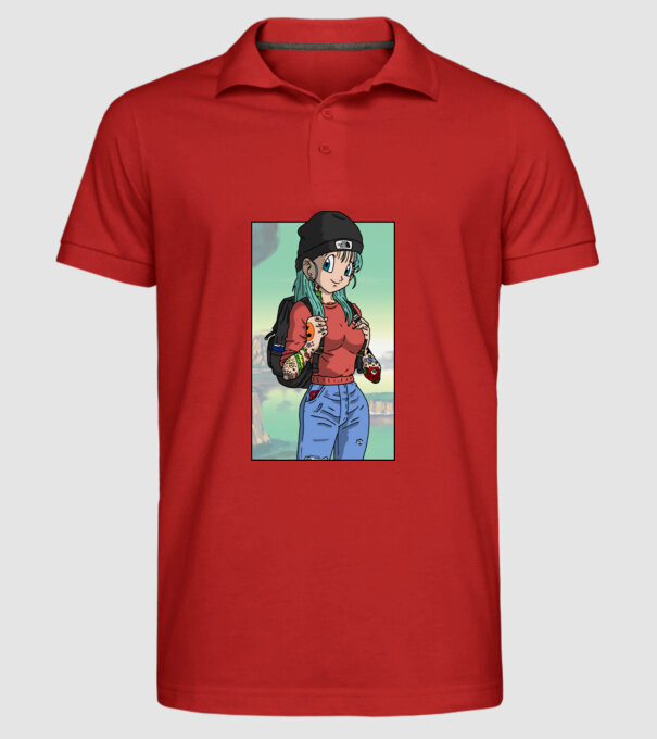 dragon ball bulma model roșu pe tricou