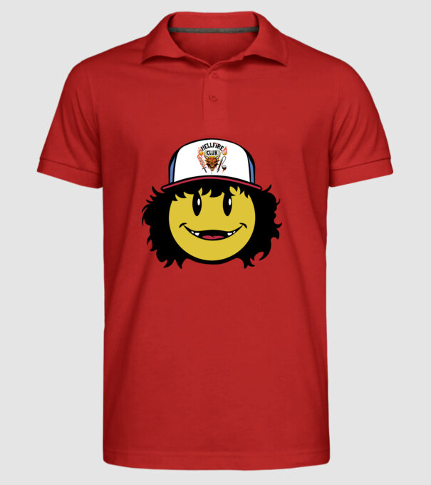 dustinhappyface model roșu pe tricou