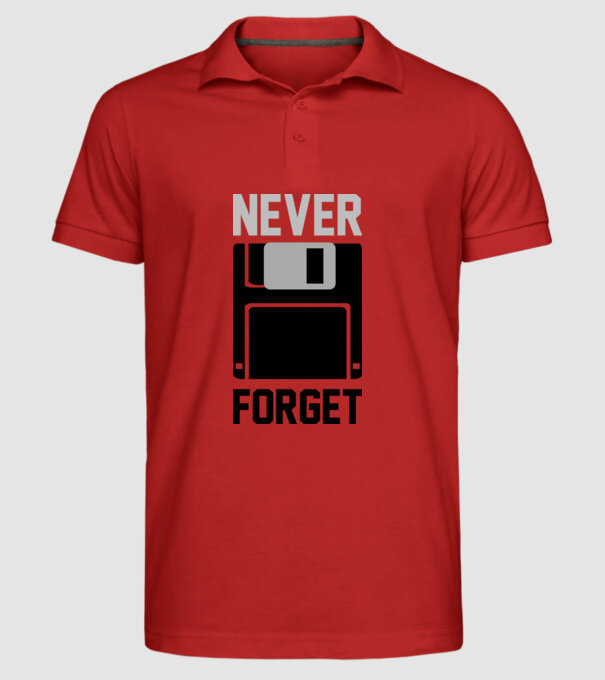 Never Forget model roșu pe tricou