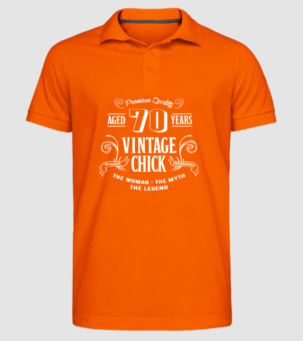 Vintage chick - 70 model portocaliu pe tricou